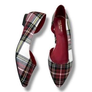 Isaac Mizrahi Plaid Flats - Red, Black, and White